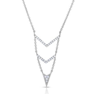 1/4 Carat Diamond Arrow V Necklace In Sterling Silver, 18 Inches