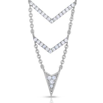 1/4 Carat Diamond Arrow V Necklace In Sterling Silver, 18 Inches