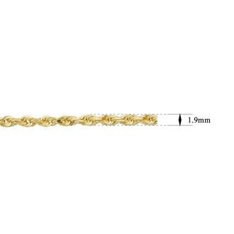 14 Karat Yellow Gold 1.9mm Hollow Rope Chain, 18 Inches