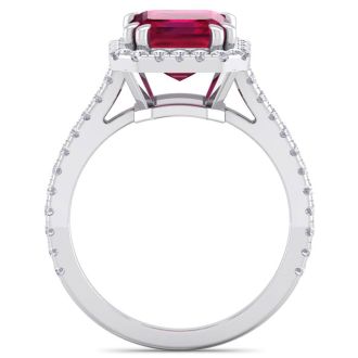 4 Carat Ruby and Diamond Ring In 14 Karat White Gold