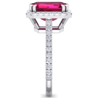 4 Carat Ruby and Diamond Ring In 14 Karat White Gold