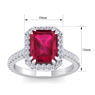 4 Carat Ruby and Diamond Ring In 14 Karat White Gold