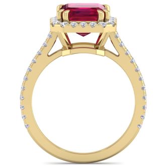 4 Carat Ruby and Diamond Ring In 14 Karat Yellow Gold