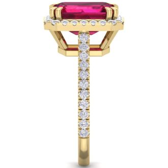 4 Carat Ruby and Diamond Ring In 14 Karat Yellow Gold