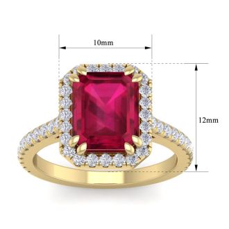 4 Carat Ruby and Diamond Ring In 14 Karat Yellow Gold