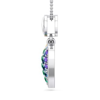 1/4 Carat Rainbow Pride Heart Necklace In 14 Karat White Gold, 18 Inches