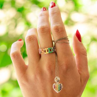 1/2 Carat Rainbow Pride Gemstone Ring In 14 Karat White Gold