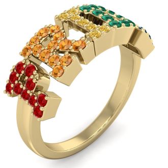 1/2 Carat Rainbow Pride Gemstone Ring In 14 Karat Yellow Gold