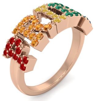 1/2 Carat Rainbow Pride Gemstone Ring In 14 Karat Rose Gold