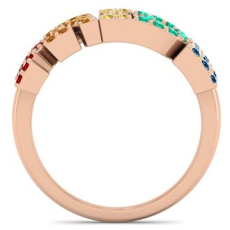 1/2 Carat Rainbow Pride Gemstone Ring In 14 Karat Rose Gold