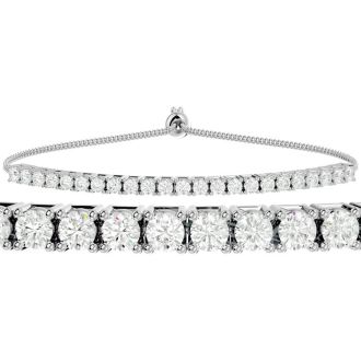 1 Carat Diamond Bolo Bracelet In 14 Karat White Gold, Adjustable 6-9 inches