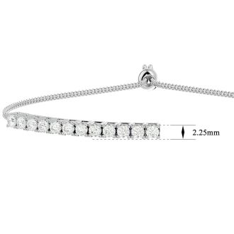 1 Carat Diamond Bolo Bracelet In 14 Karat White Gold, Adjustable 6-9 inches