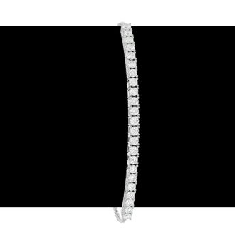 1 Carat Diamond Bolo Bracelet In 14 Karat White Gold, Adjustable 6-9 inches