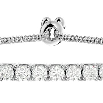 2 Carat Diamond Bolo Bracelet In 14 Karat White Gold, Adjustable 6-9 inches. New And Very Popular!