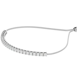 2 Carat Diamond Bolo Bracelet In 14 Karat White Gold, Adjustable 6-9 inches. New And Very Popular!