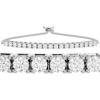 3 Carat Diamond Bolo Bracelet In 14 Karat White Gold, Adjustable 6-9 inches