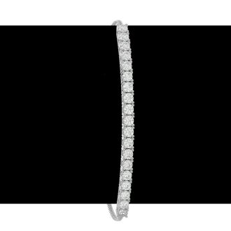 3 Carat Diamond Bolo Bracelet In 14 Karat White Gold, Adjustable 6-9 inches