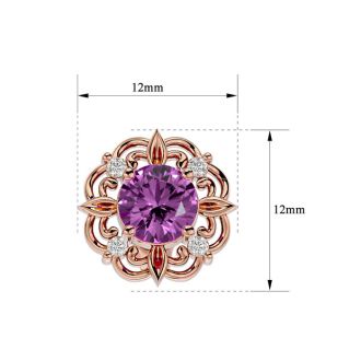 Pink Gemstones 2 1/10 Carat Pink Topaz and Diamond Antique Stud Earrings In 14 Karat Rose Gold