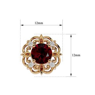 2 1/5 Carat Ruby and Diamond Antique Stud Earrings In 14 Karat Yellow Gold
