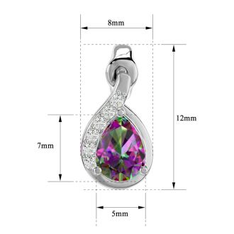 1 1/3 Carat Mystic Topaz and Diamond Pear Shape Stud Earrings In 14 Karat White Gold 