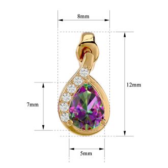 1 1/3 Carat Mystic Topaz and Diamond Pear Shape Stud Earrings In 14 Karat Yellow Gold 