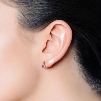 Pink Gemstones 1 3/4 Carat Pink Topaz and Diamond Pear Shape Stud Earrings In 14 Karat Yellow Gold 