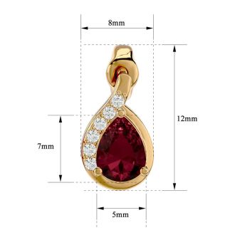 Garnet Earrings: Garnet Jewelry: 2 Carat Garnet and Diamond Pear Shape Stud Earrings In 14 Karat Yellow Gold 