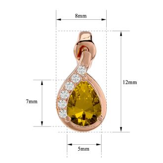 1 1/3 Carat Citrine and Diamond Pear Shape Stud Earrings In 14 Karat Rose Gold 