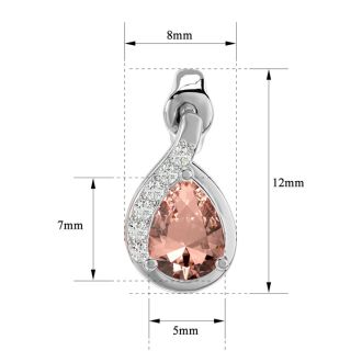 1-2/5 Carat Pear Shape Morganite Earrings and Diamond Drop In 14 Karat White Gold 