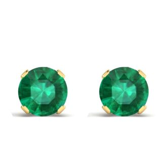 1/3 Carat Emerald Stud Earrings in 14 Karat Yellow Gold Over Sterling Silver