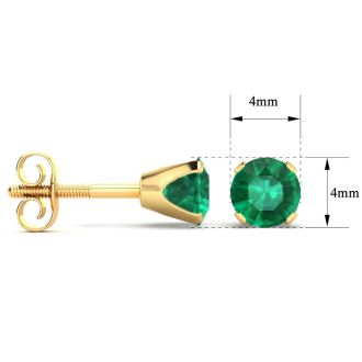 1/3 Carat Emerald Stud Earrings in 14 Karat Yellow Gold Over Sterling Silver