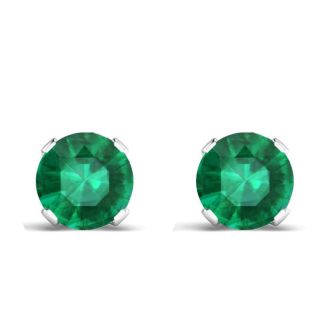 1/3 Carat Emerald Stud Earrings in Sterling Silver