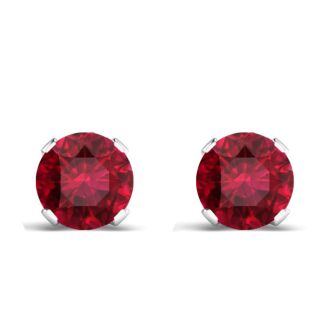 1/3 Carat Ruby Stud Earrings in Sterling Silver