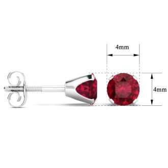 1/3 Carat Ruby Stud Earrings in Sterling Silver