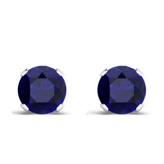 1/3 Carat Blue Sapphire Stud Earrings in Sterling Silver