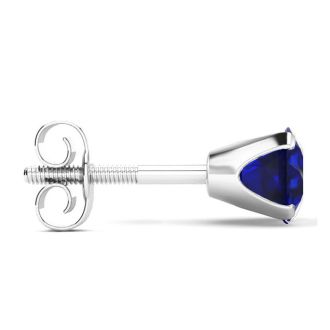 1/3 Carat Blue Sapphire Stud Earrings in Sterling Silver