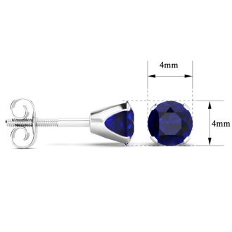 1/3 Carat Blue Sapphire Stud Earrings in Sterling Silver