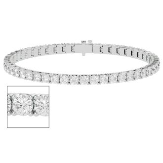 7 Carat Moissanite Tennis Bracelet In 14 Karat White Gold, 7 Inches