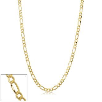 3.3mm Figaro Chain Necklace, 20 Inches, Yellow Gold