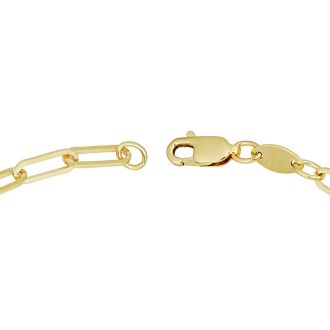 2.5mm Paperclip Chain Bracelet, 7 1/2 Inches, Yellow Gold