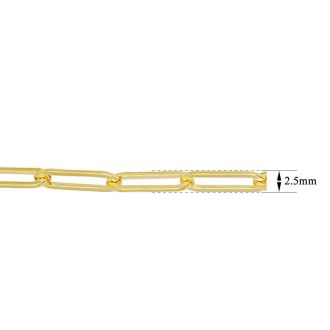 2.5mm Paperclip Chain Bracelet, 7 1/2 Inches, Yellow Gold
