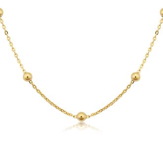 3mm Ball Chain Necklace, 16 Inches, Yellow Gold