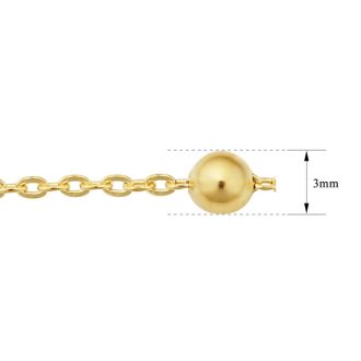 3mm Ball Chain Necklace, 16 Inches, Yellow Gold