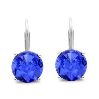 5 Carat Created Tanzanite Drop Earrings In Sterling Silver
