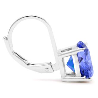 5 Carat Created Tanzanite Drop Earrings In Sterling Silver
