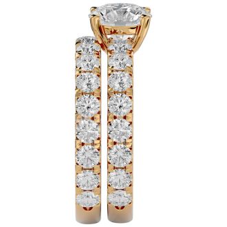 3 1/2 Carat Round Diamond Bridal Set In 14 Karat Yellow Gold