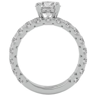 Moissanite Engagement Ring; 4 Carat Round Moissanite Bridal Set In 14 Karat White Gold