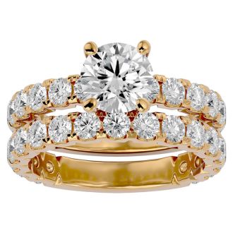 4 Carat Round Diamond Bridal Set In 14 Karat Yellow Gold