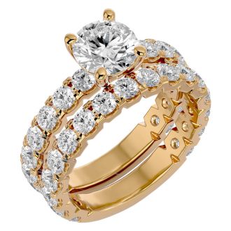 4 Carat Round Diamond Bridal Set In 14 Karat Yellow Gold