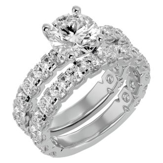 5 Carat Round Diamond Bridal Set In 14 Karat White Gold